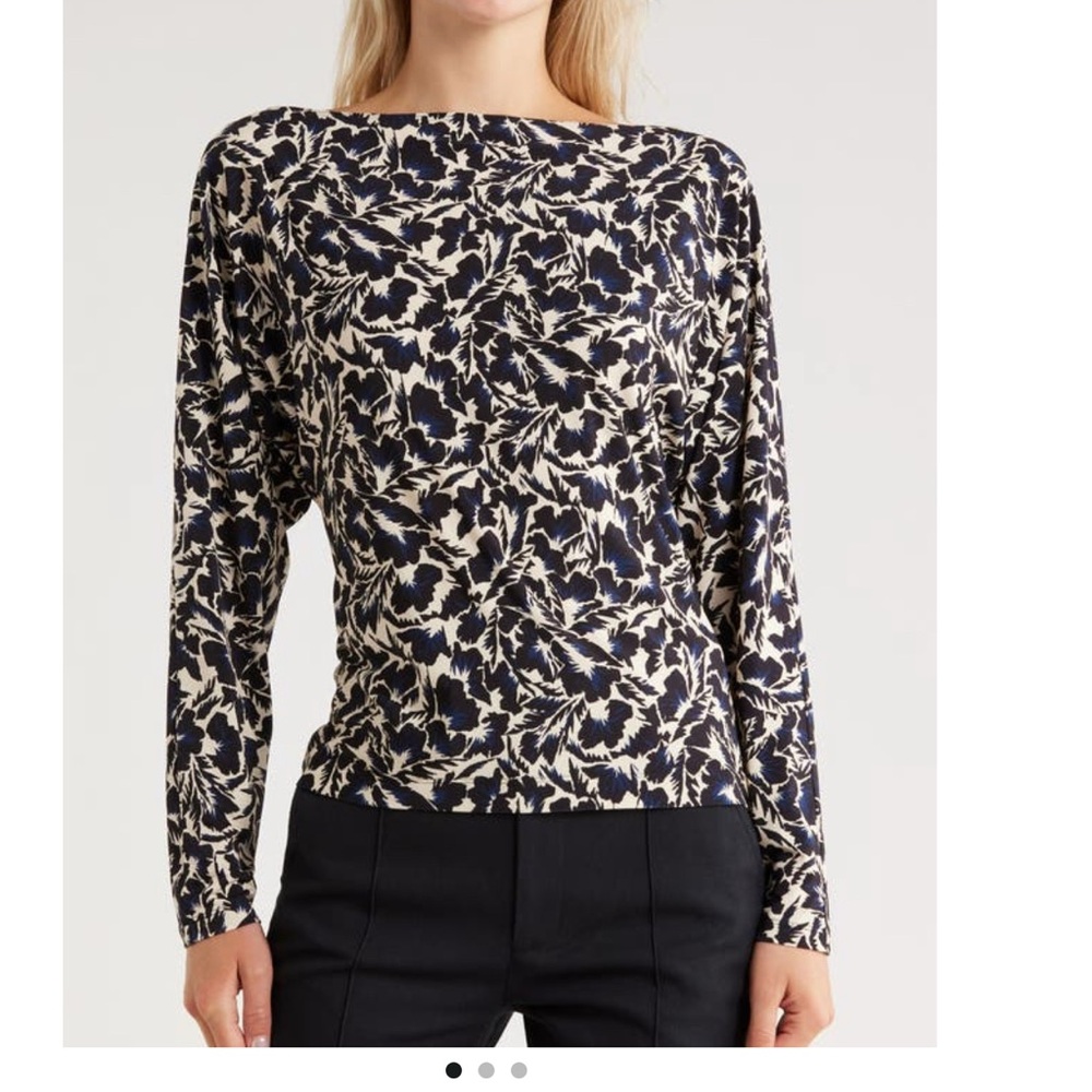 A.L.C. Printed Bateau Neckline Blouse